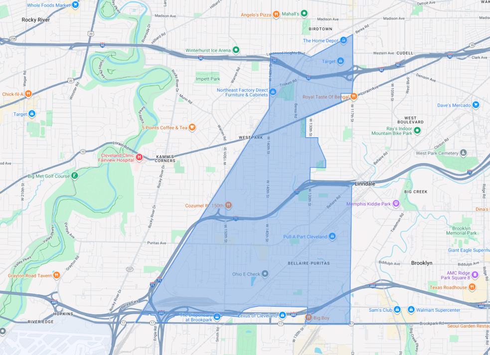 Map showing boundary of Ward 13